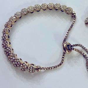 LIKE NEW gold tone & white gemstone honeycomb design